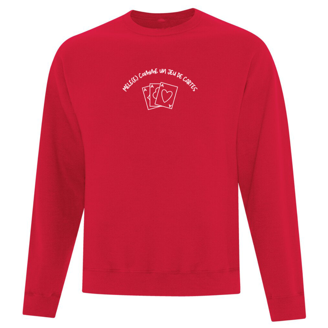 Crewneck "Mêlé(e) Comme Un Jeu De Cartes" brodé