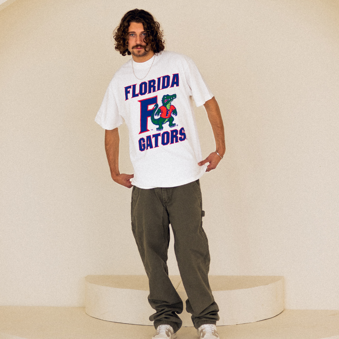 FLORIDA GATORS VINTAGE STYLE T-SHIRT — WHITE