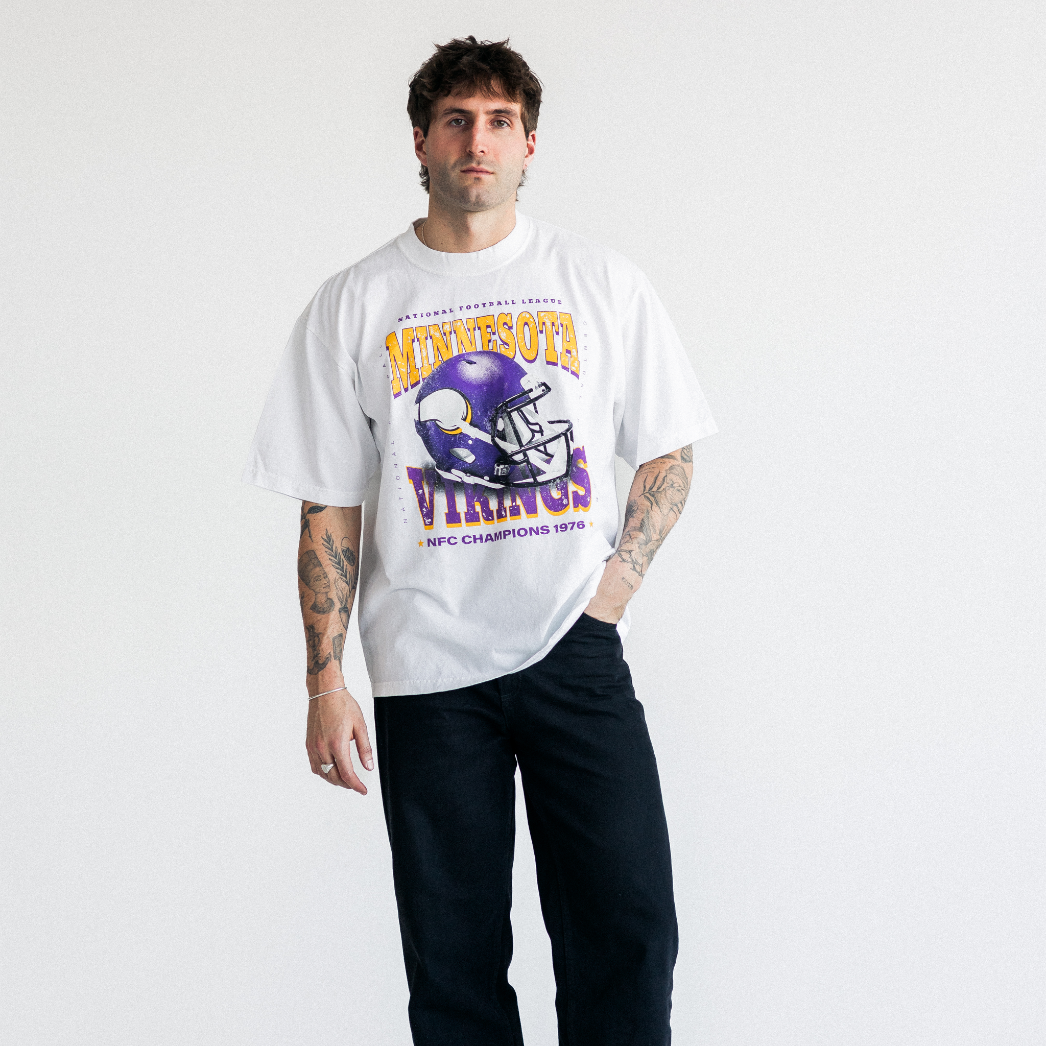 MINNESOTA VIKINGS VINTAGE STYLE T-SHIRT - WHITE