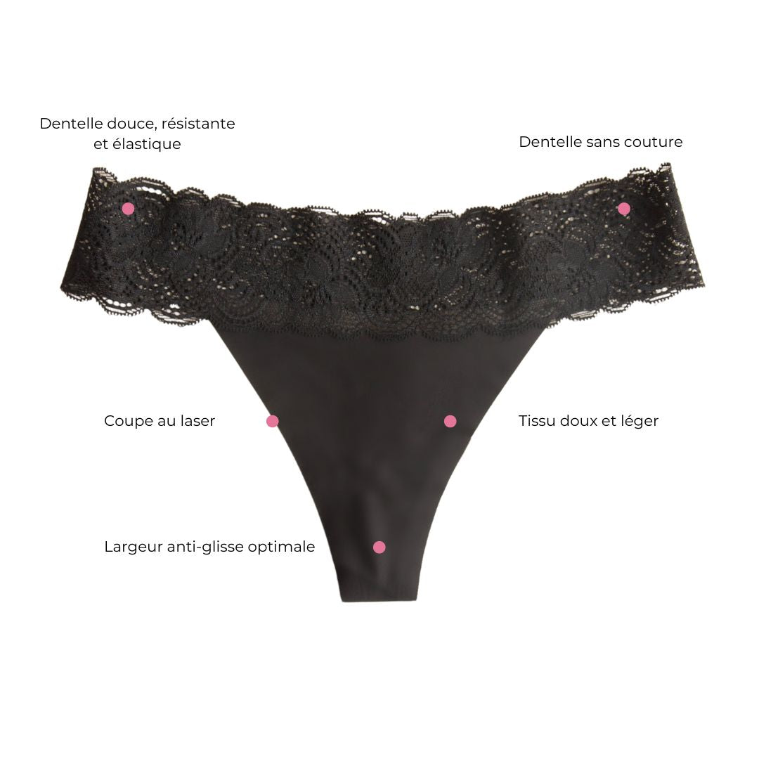 Tanga avec dentelle Onyx Black