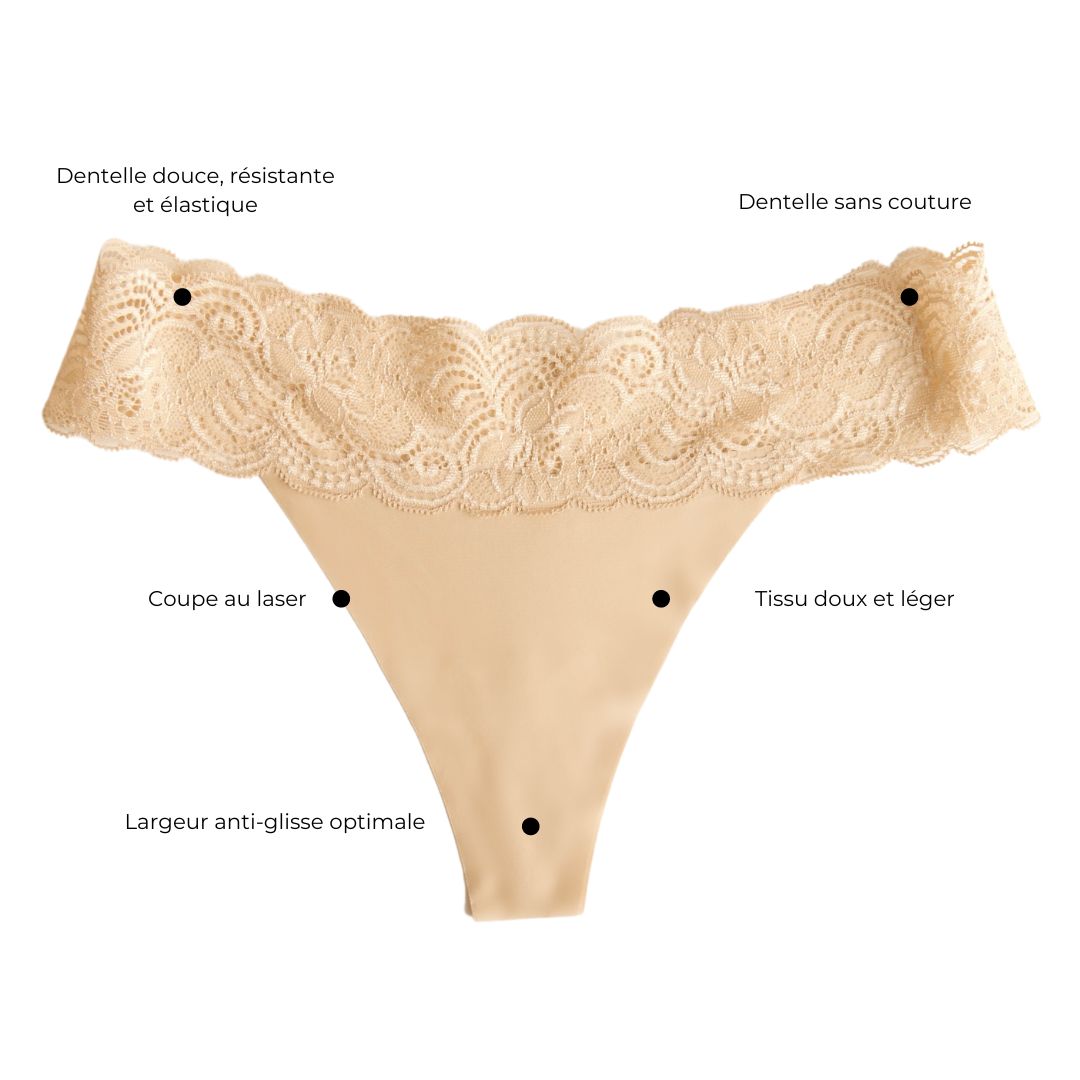 Tanga avec dentelle Sandstone Beige