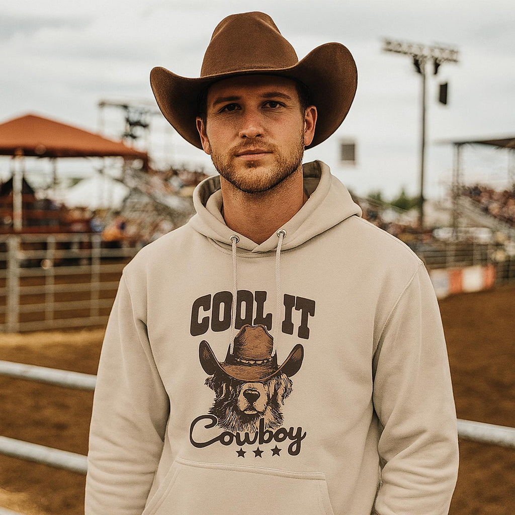 Hoodie "Cool it, cowboy" imprimé