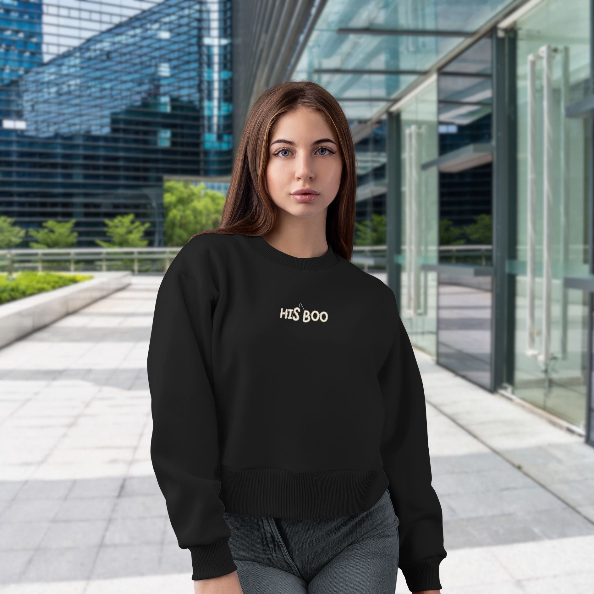 Crewneck "His Boo" brodé