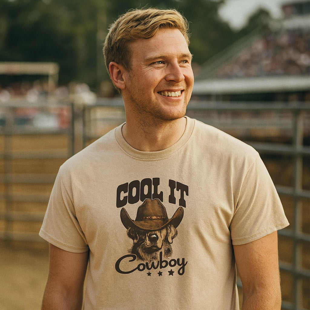 T-shirt "Cool it cowboy" imprimé