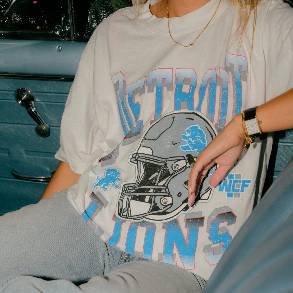 DETROIT LIONS VINTAGE STYLE T-SHIRT — WHITE
