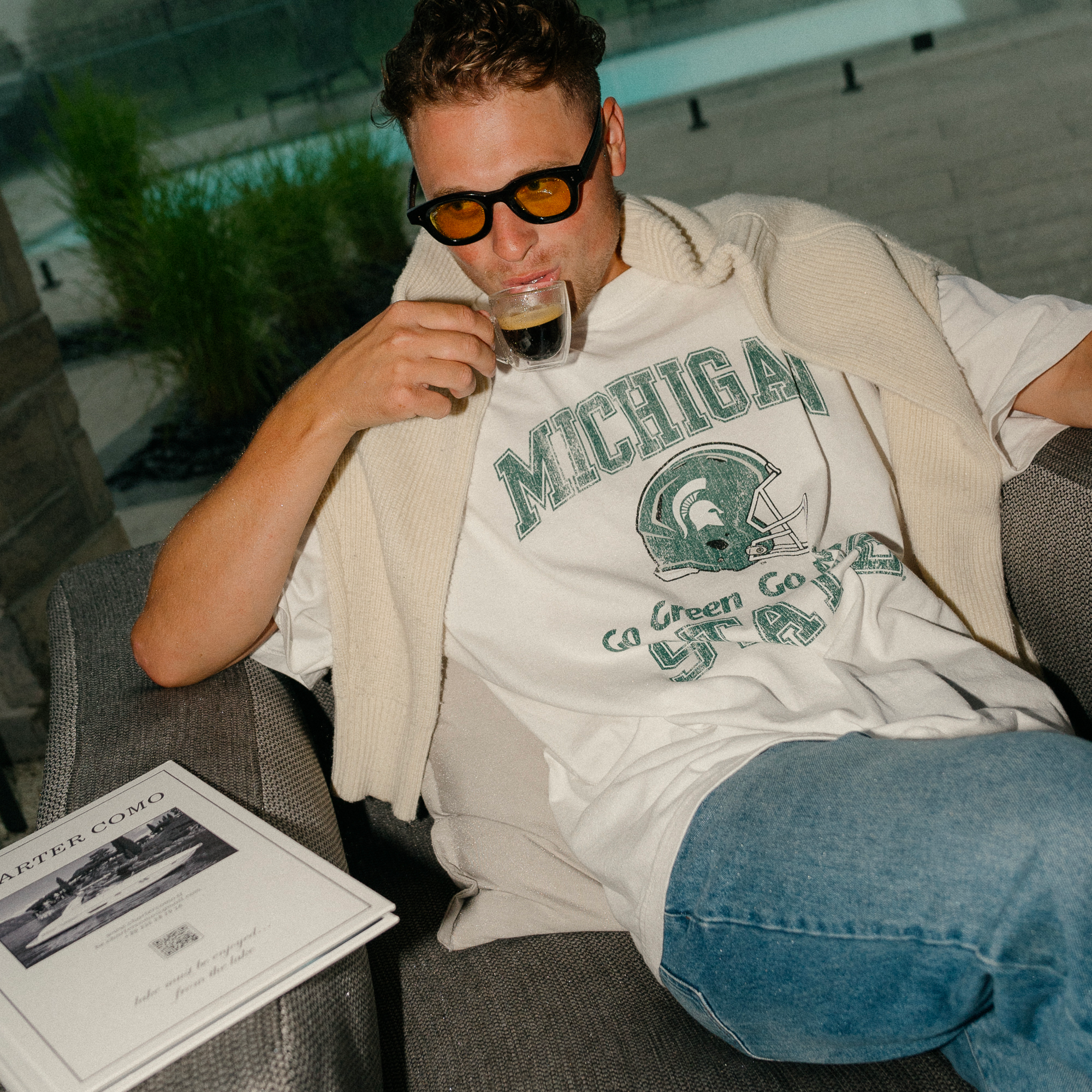 MICHIGAN STATE VINTAGE STYLE T-SHIRT — WHITE