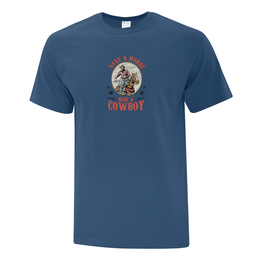 T-shirt "Save a horse, ride a cowboy" imprimé