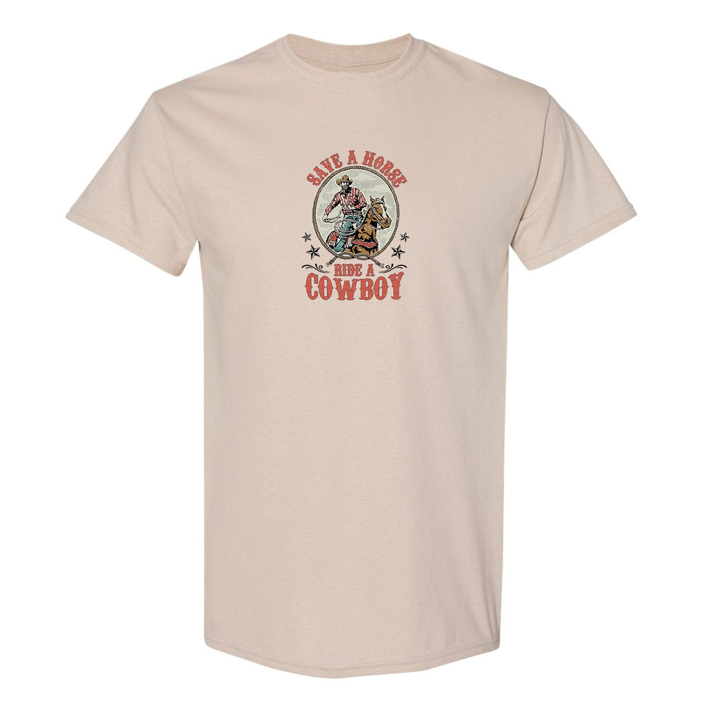 T-shirt "Save a horse, ride a cowboy" imprimé