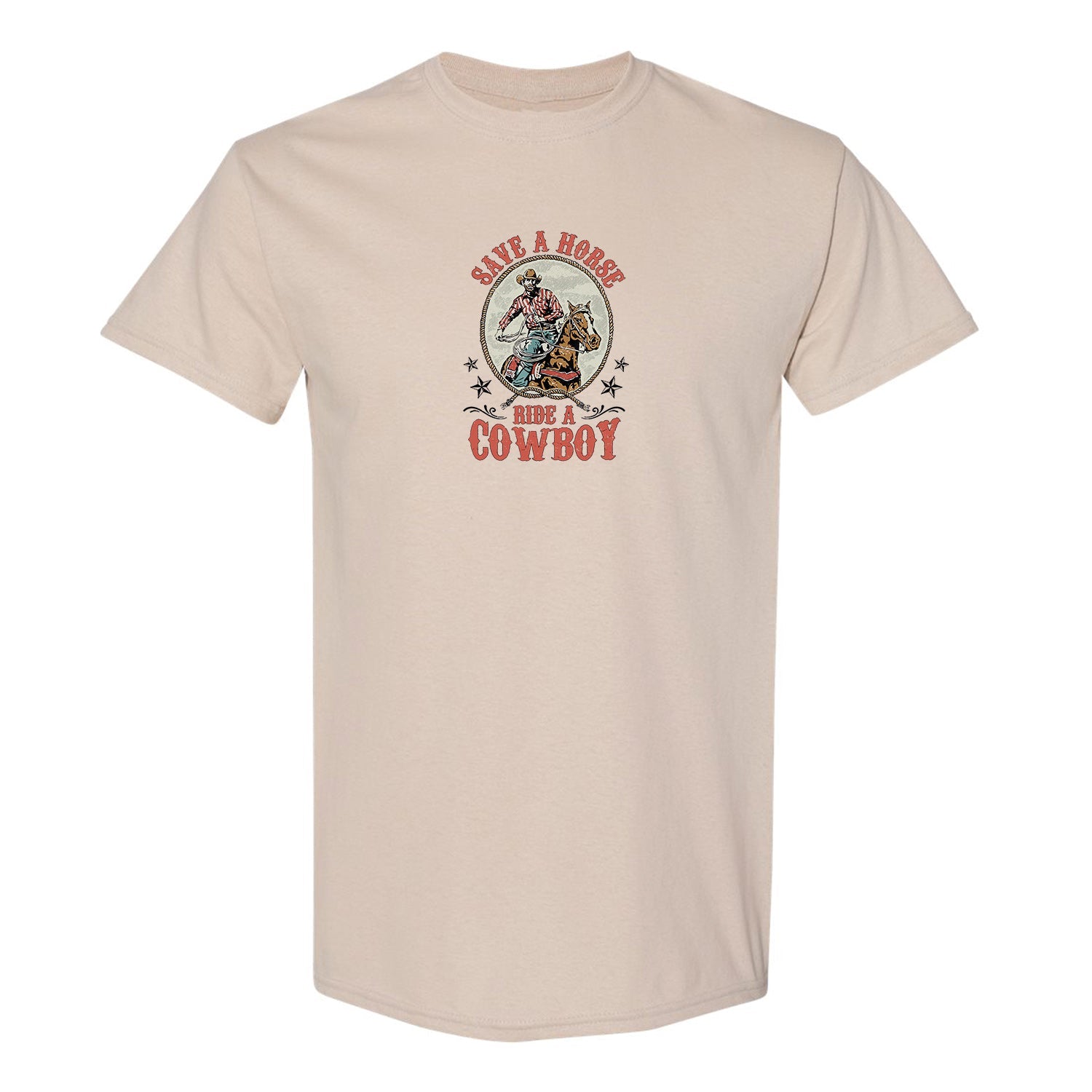 T-shirt "Save a horse, ride a cowboy" imprimé