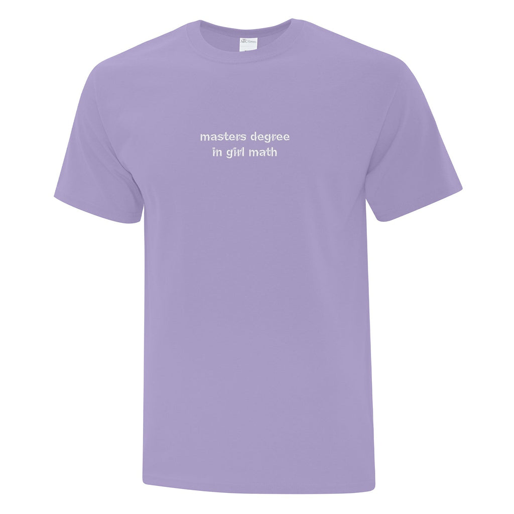 T-shirt "Masters Degree In Girl Math" brodé