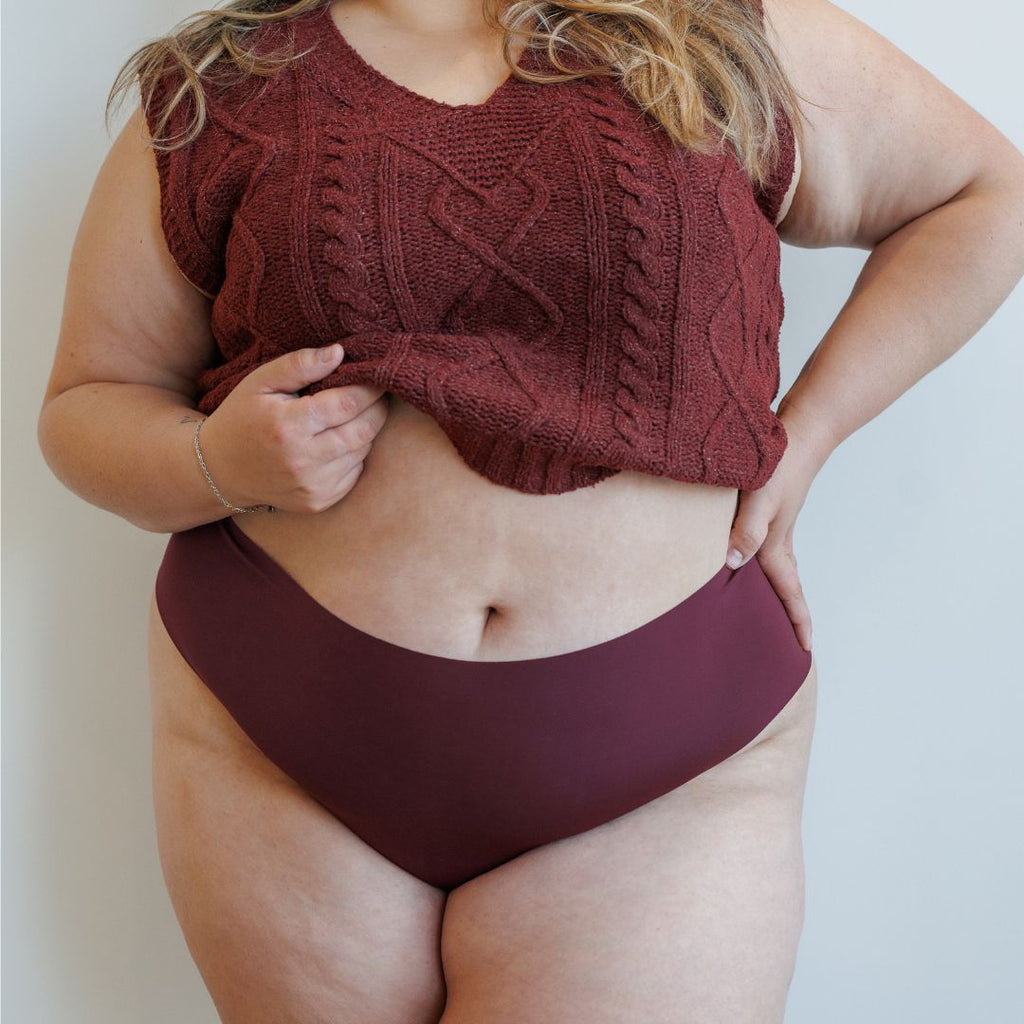 Tanga taille haute sans couture Burgundy