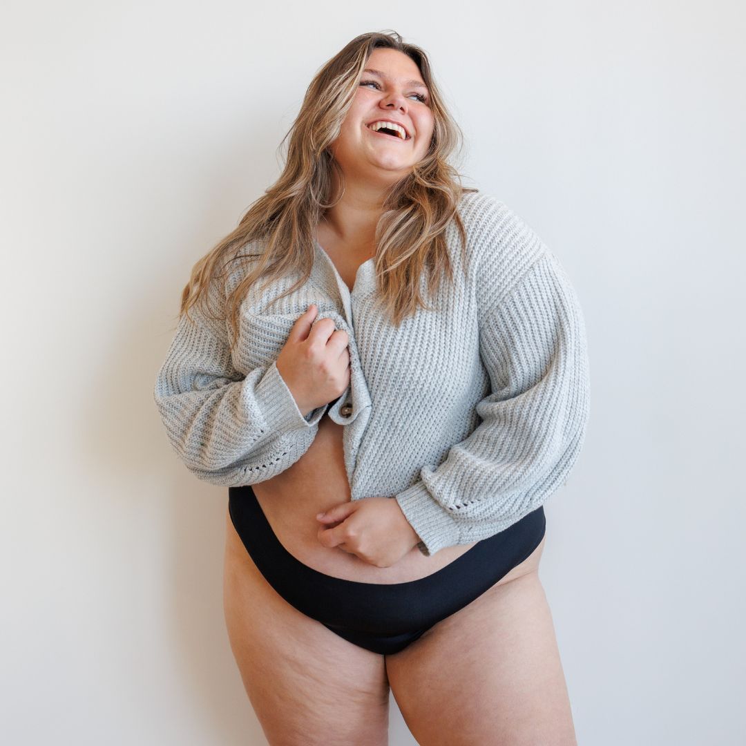 Tanga taille haute sans couture Noir Noble